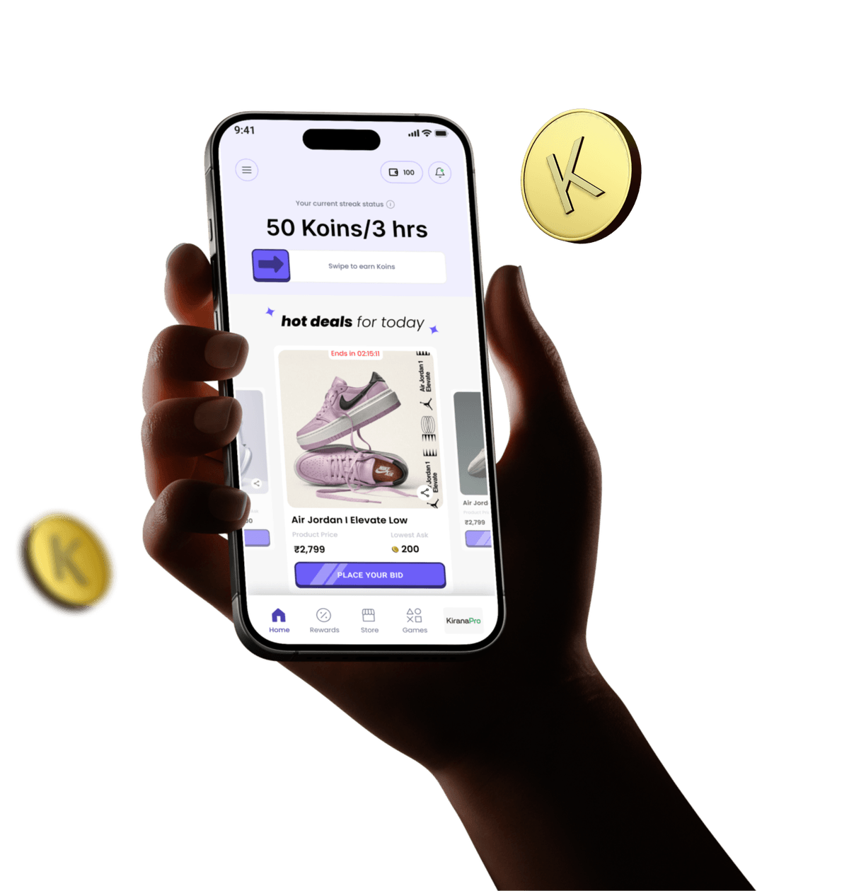 App mockup in hand